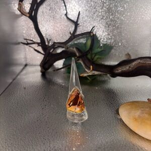 7 3/4 Australian Outback Jasper Teardrop Ring with Natural Inclusions